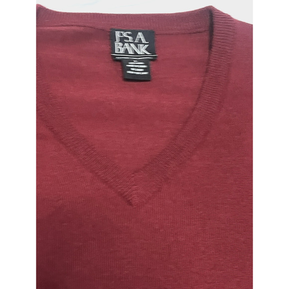 Jos A Bank Classic Collection Mens Wool V-Neck Sweater Size Large Cranberry Red - Picture 5 of 8